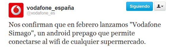 tweet de Vodafone tweet de Vodafone