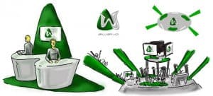 Boceto del diseño de los stands de Sweno