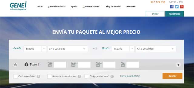 Genei es un comparador de envíos de paquetería