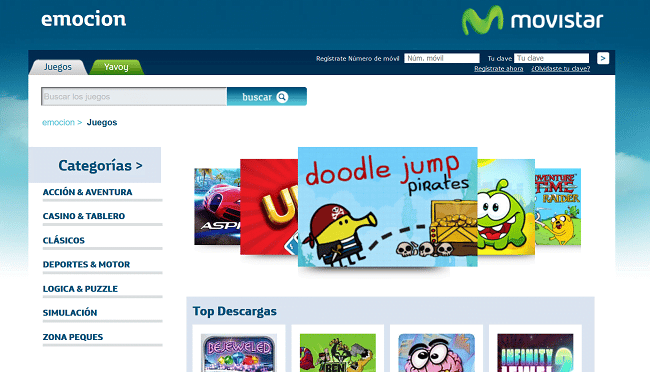 Movistar aún mantiene su portal WAP, aunque con contenido reducido