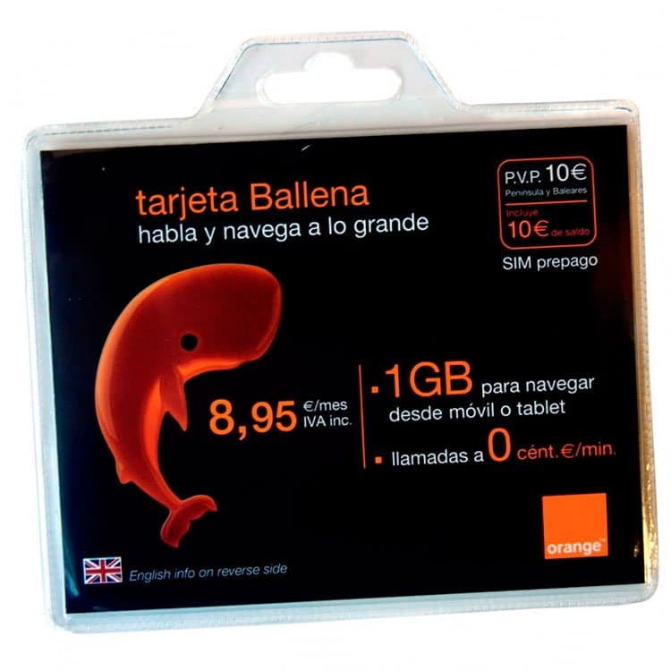 tarjeta prepago Ballena Orange