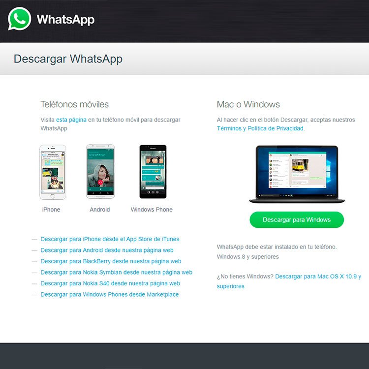 app de escritorio de WhatsApp