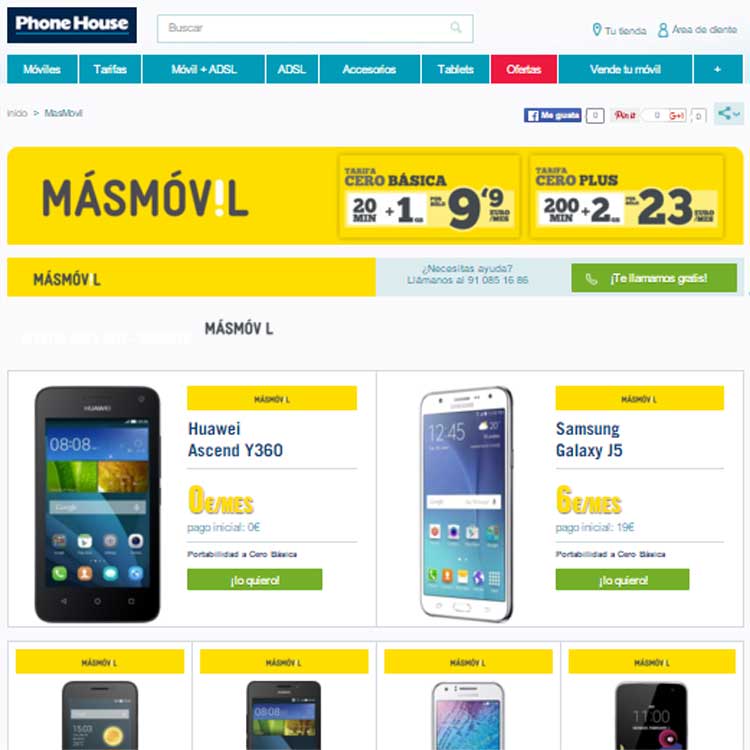 tarifas de Masmóvil en Phone House