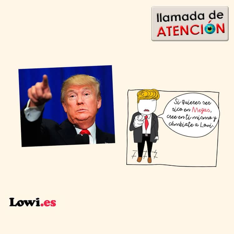 Donald Trump en el banner de Lowi