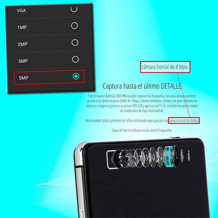 cámara frontal del MyWigo UNO Pro