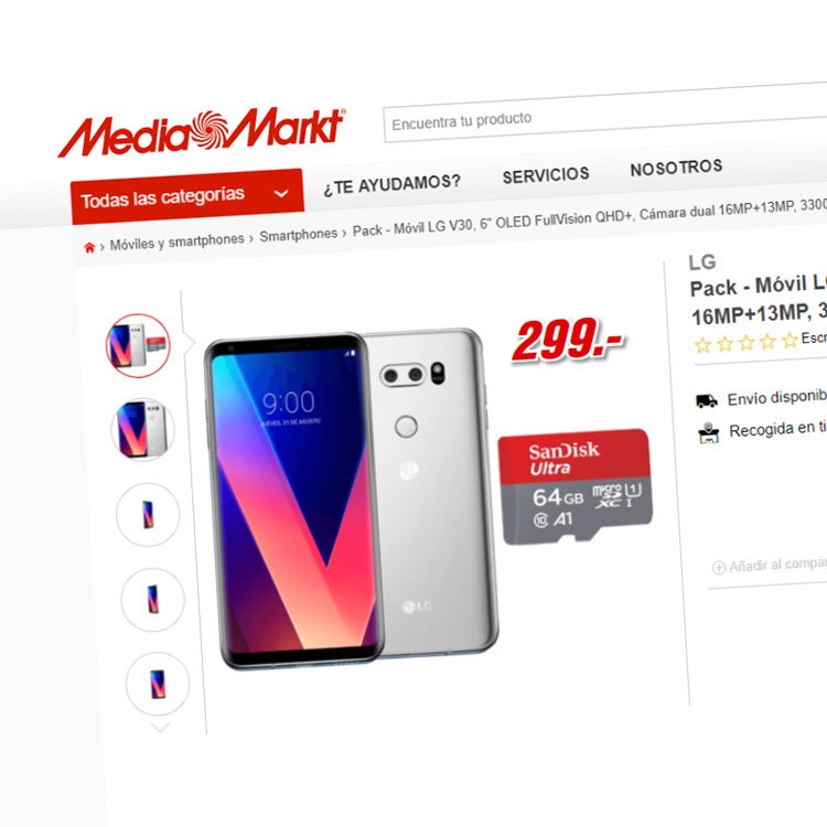 LG V30 por 299 euros en Media Markt