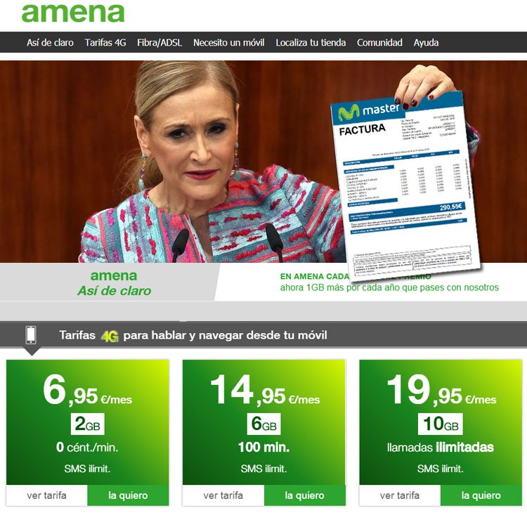 anuncio de Amena con Cristina Cifuentes