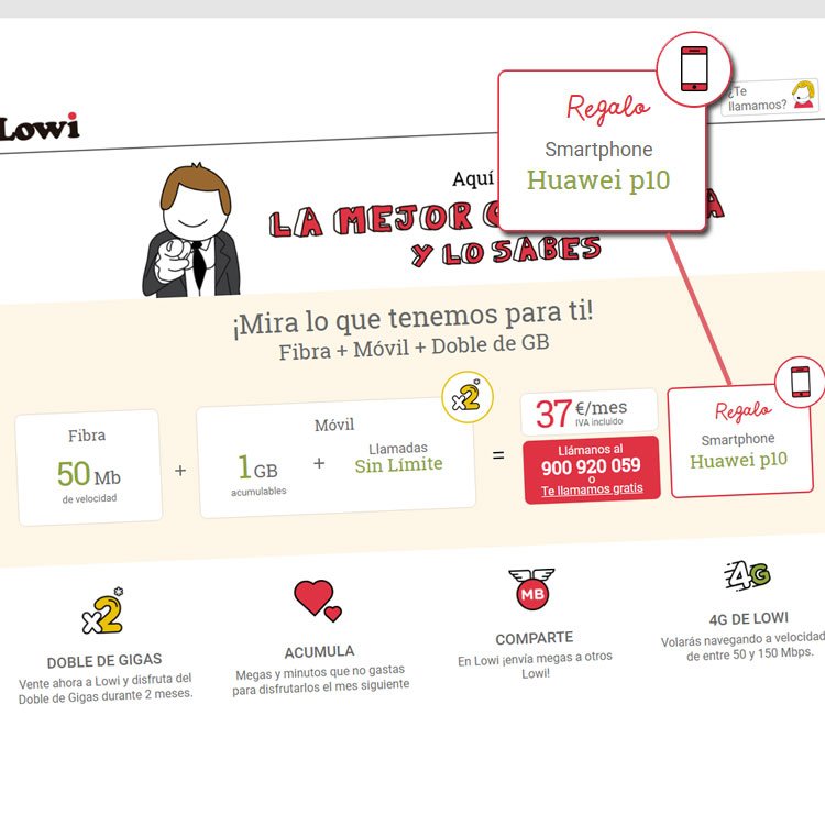 oferta de Lowi regalo Huawei P10