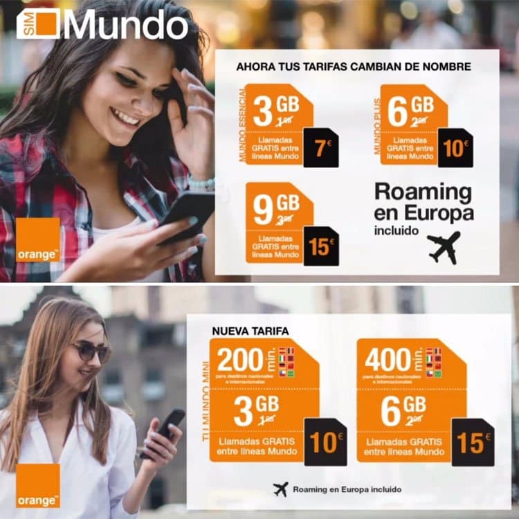 tarifas de Orange Mundo para el cuarto trimestre de 2018