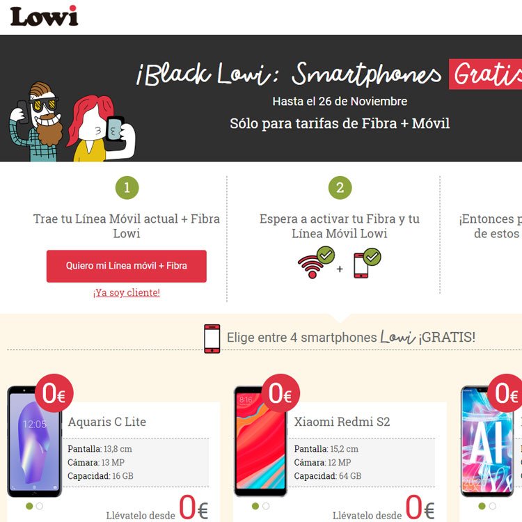 oferta del Black Friday de Lowi