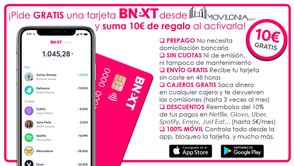 ventajas de la tarjeta Bnext y Movilonia.com