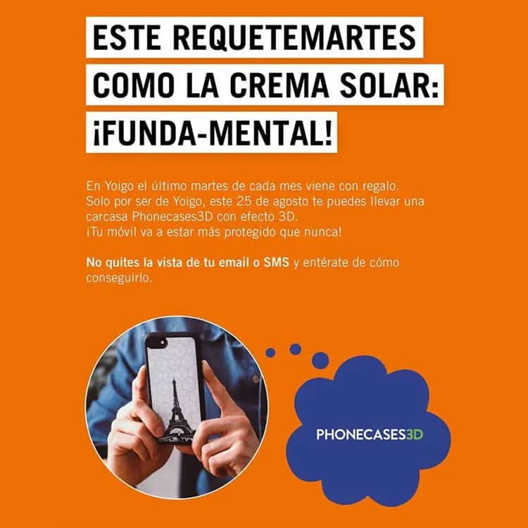 funda para móvil de regalo por el Requetemartes de Yoigo