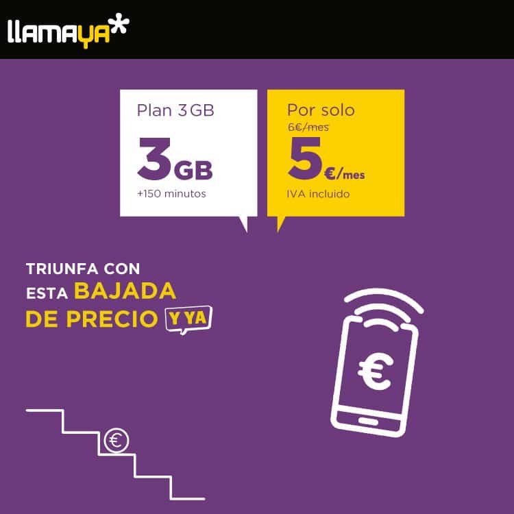 contrato Llamaya 3GB y 150 minutos por 5 euros