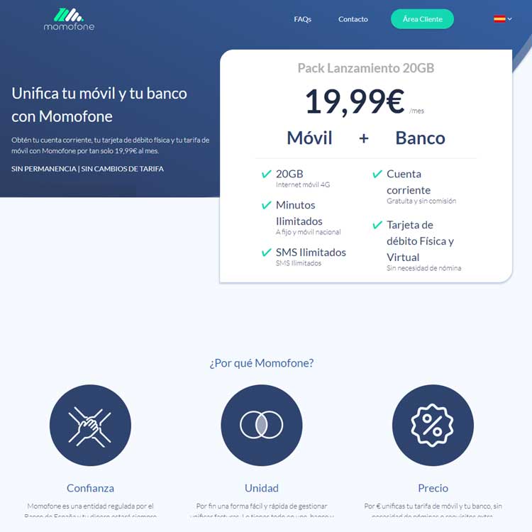 Momofone: banco móvil y tarifa de telefonía