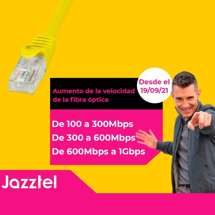 El aumento de velocidad de la fibra óptica de Jazztel