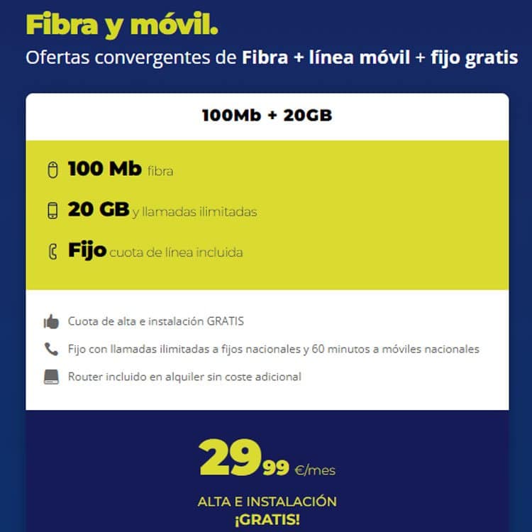 nuevas tarifas de fibra, fijo y móvil de Mobilfree