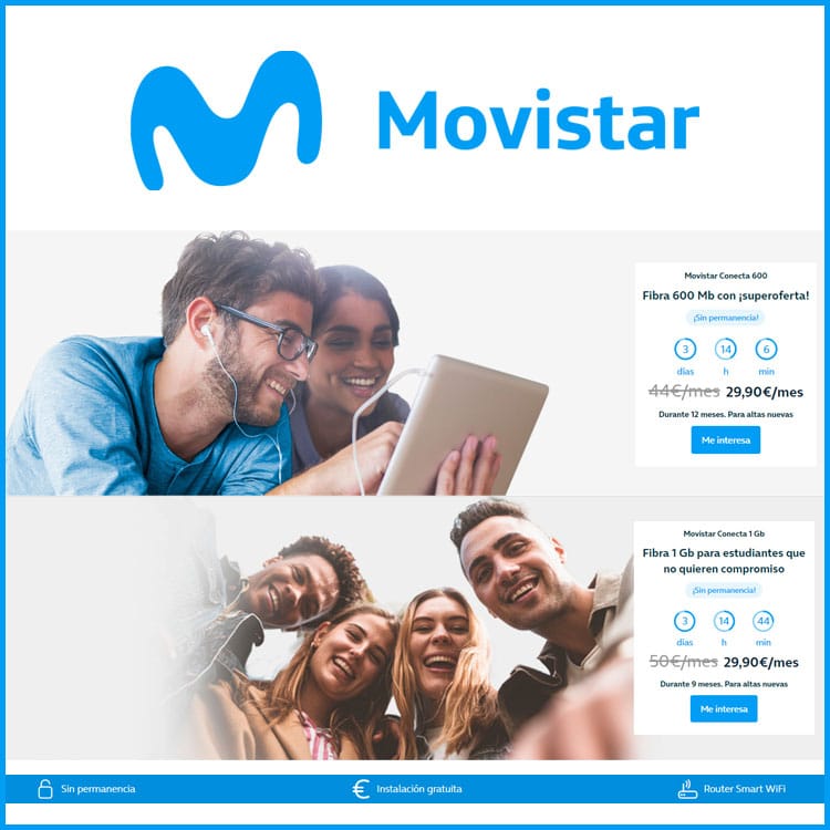 ofertas de tarifas de solo fibra óptica de Movistar