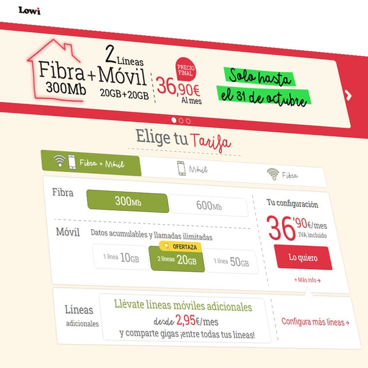 fin de la Tarifaza de Lowi con 300Mbps y 2 móviles con ilimitadas y 20GB