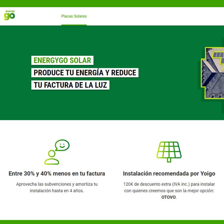 EnergyGO Solar, placas fotovoltaicas de Yoigo