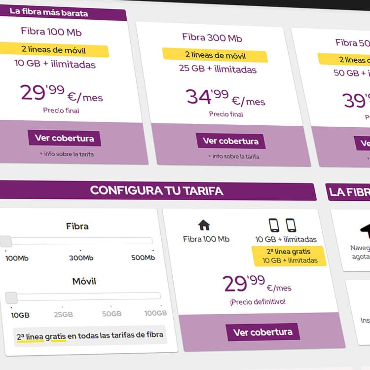 nuevas tarifas de fibra y 2 móviles de Suop