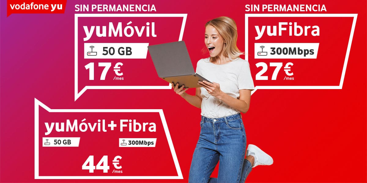 nuevas tarifas de fibra óptica y/o móvil de Vodafone Yu desde el 3 de agosto de 2023