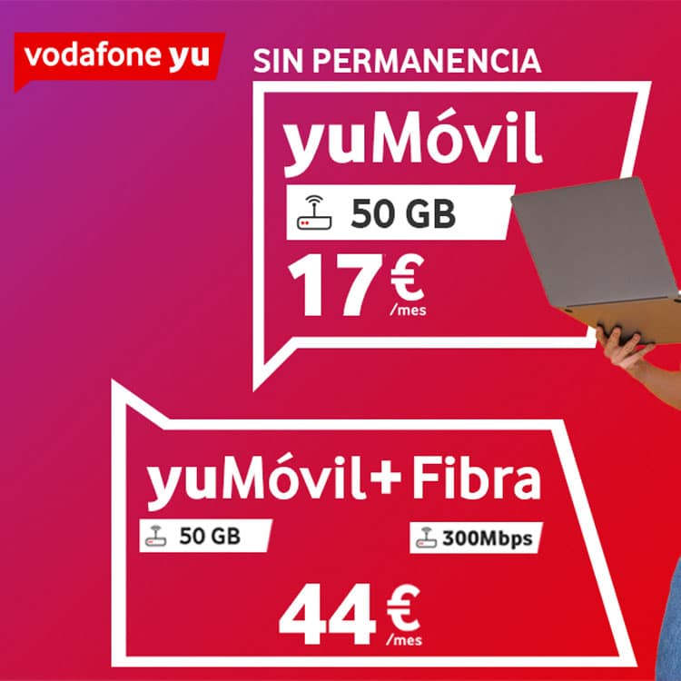 nuevas tarifas de fibra óptica y/o móvil de Vodafone Yu desde el 3 de agosto de 2023