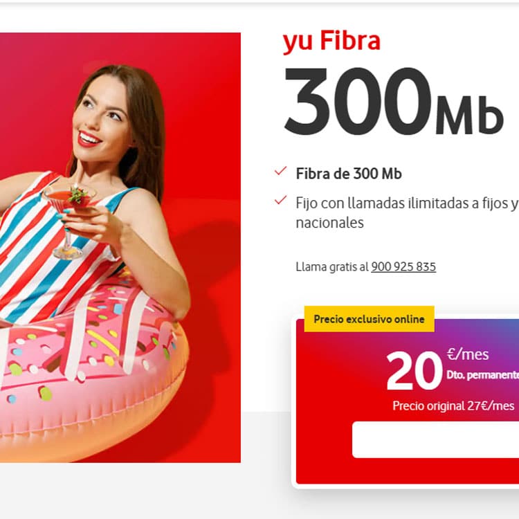 oferta de tarifa de sólo fibra de Vodafone Yu