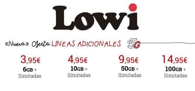 tarifas móviles adicionales de Lowi