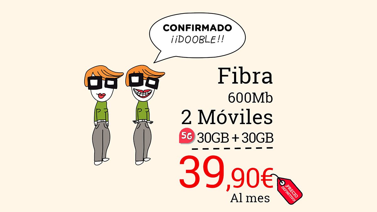 tarifa de fibra + 2 móviles de Lowi