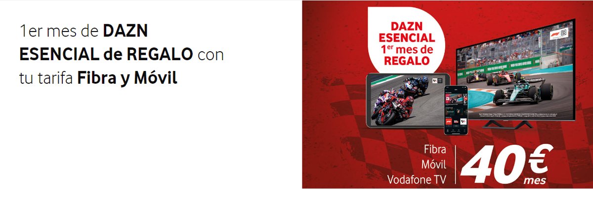 oferta de fibra y móvil de Vodafone Yu con Dazn Esencial