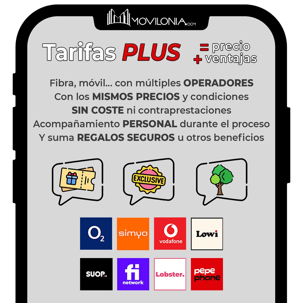 Tarifas PLUS de Movilonia: mismo precio, más ventajas