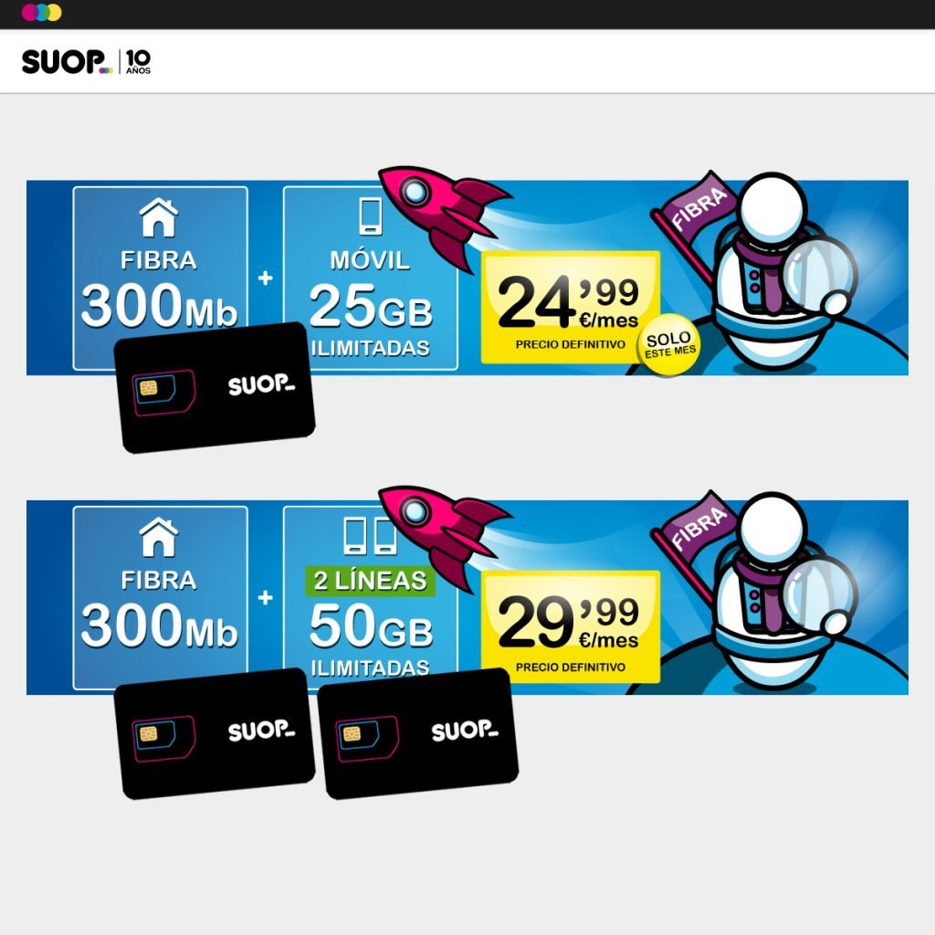 oferta de tarifa de fibra + móvil de Suop en marzo de 2024