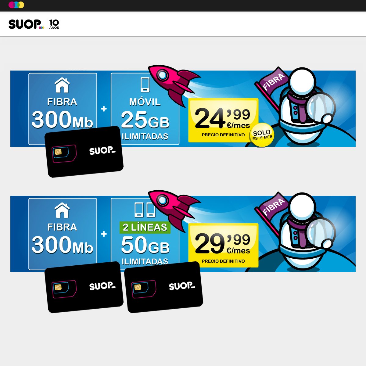 oferta de tarifa de fibra + móvil de Suop en marzo de 2024