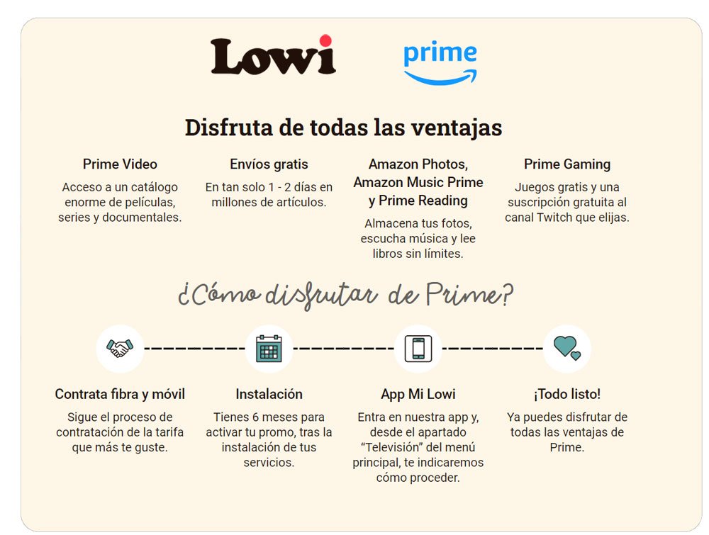 Amazon Prime gratis con Lowi