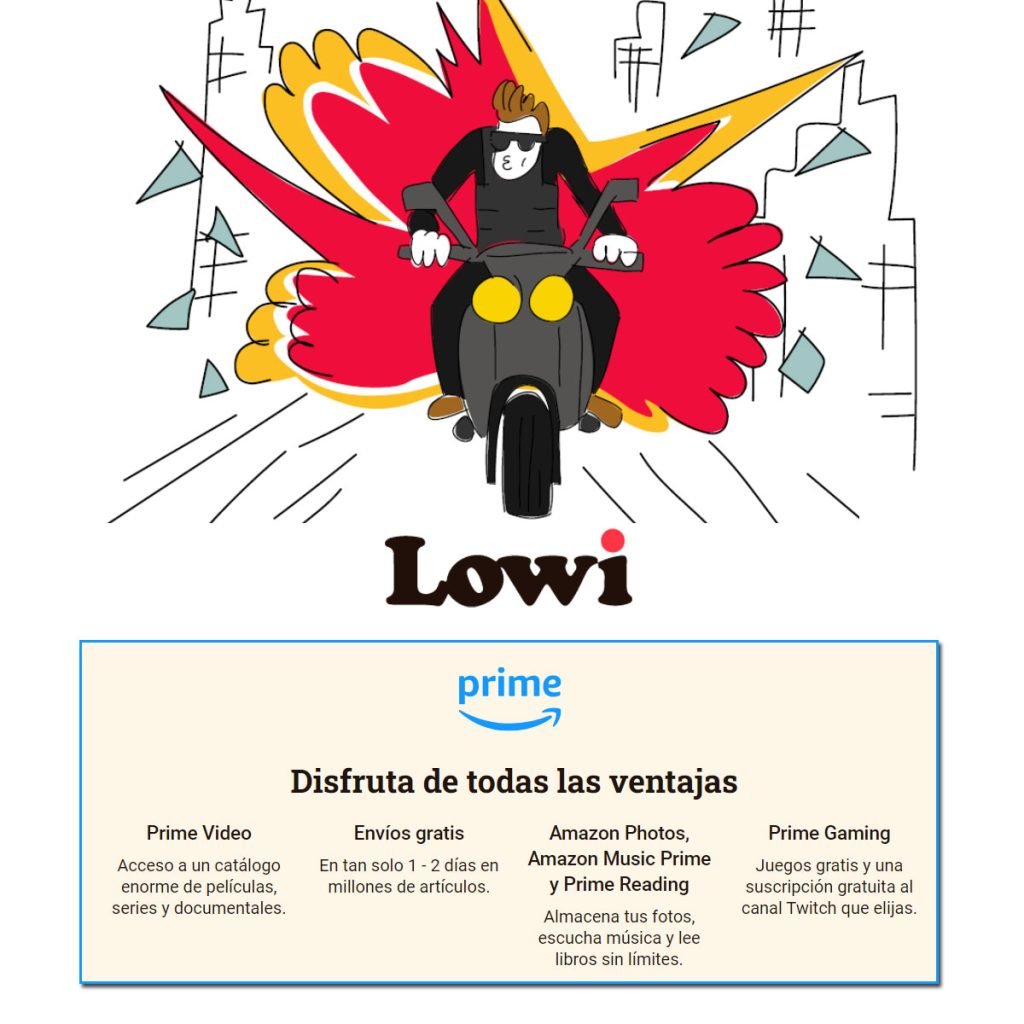 oferta de tarifas de fibra y movil de Lowi con Amazon Prime gratis
