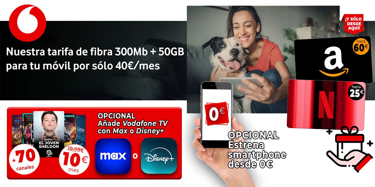 oferta de tarifas baratas de Vodafone con regalos