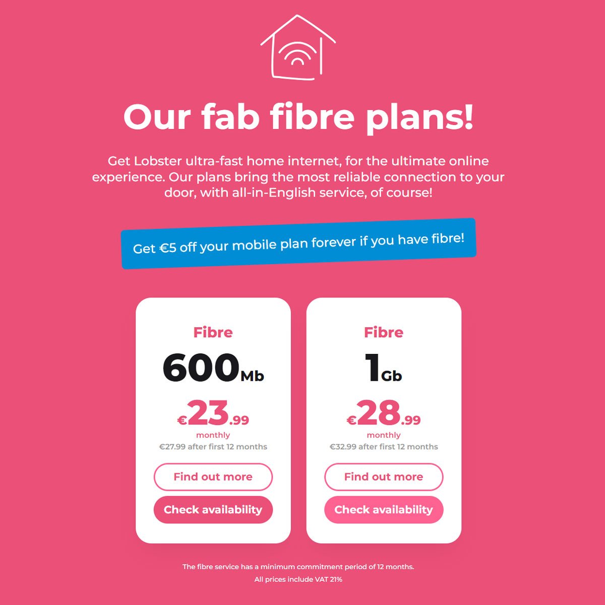 nuevas tarifas de fibra óptica de Lobster