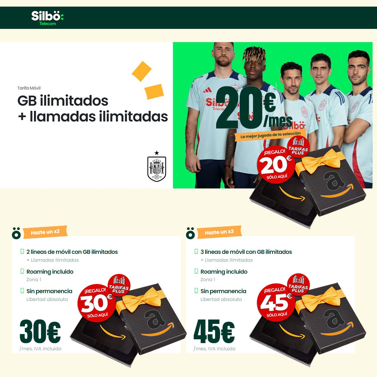 oferta de tarifa con GB y llamadas ilimitadas de Silbö Telecom en Tarifas PLUS de Movilonia