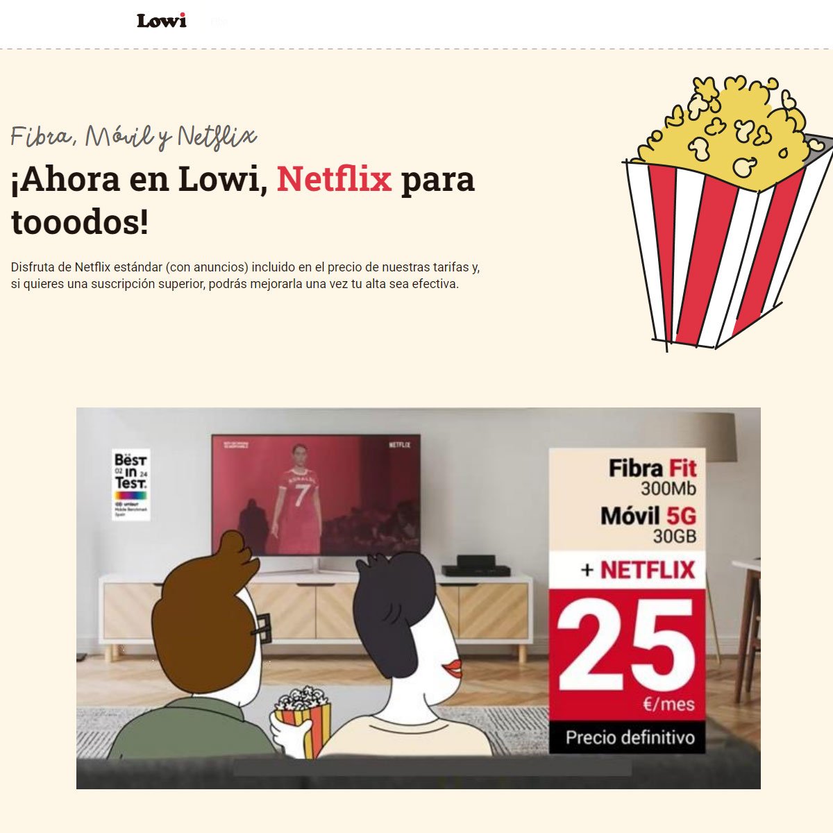 tarifas de fibra, móvil y Netflix de Lowi