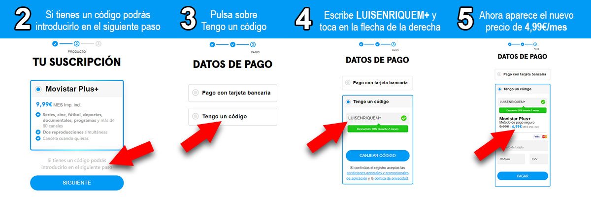 pasos 2 al 5 de la oferta flash de Movistar Plus+