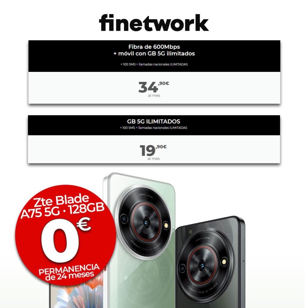 oferta de móvil gratis con tarifas de móvil y/o fibra de Finetwork