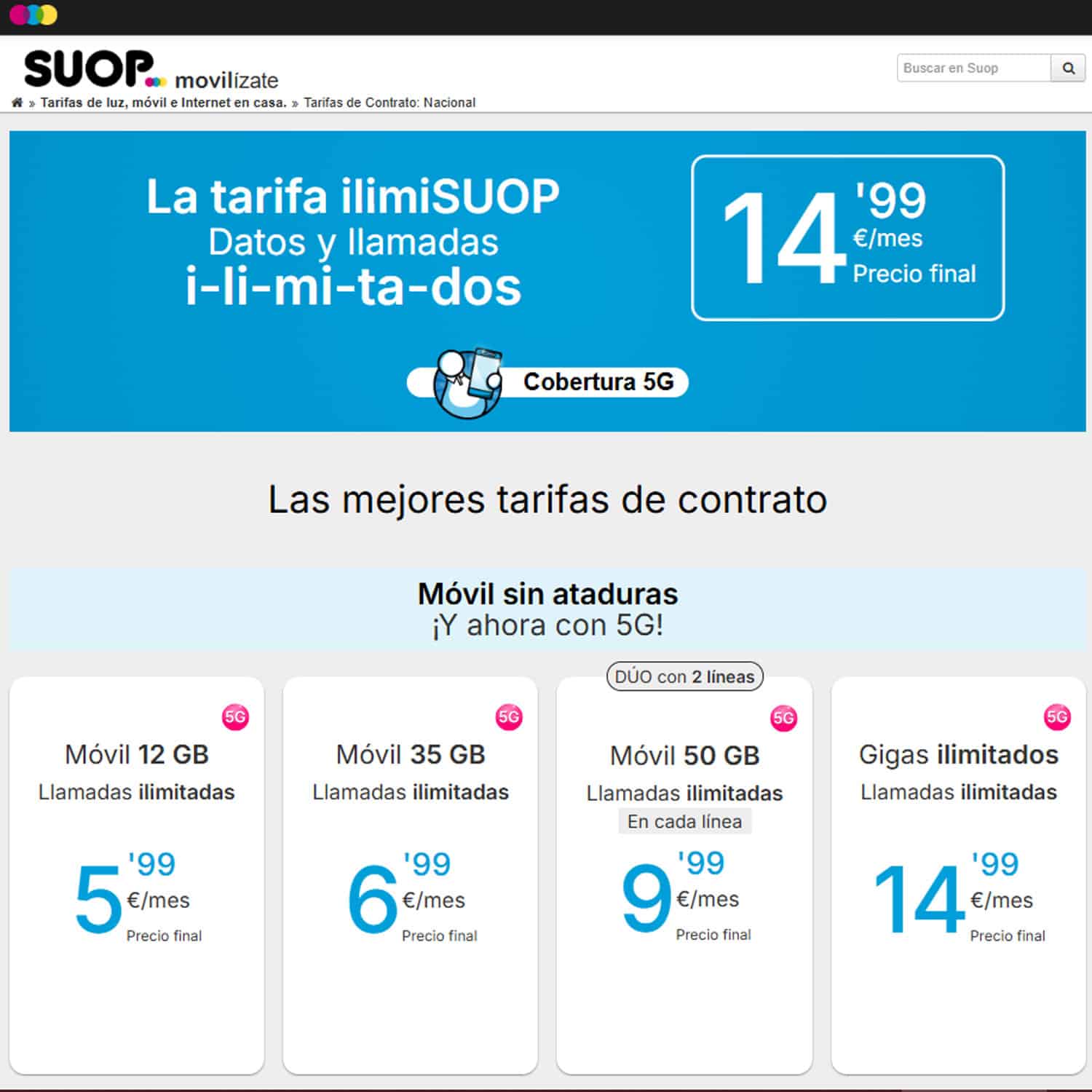 nuevas tarifas móviles de SUOP desde junio de 2025