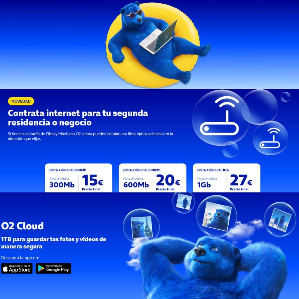 tarifas de fibra de O2 para segundas residencias