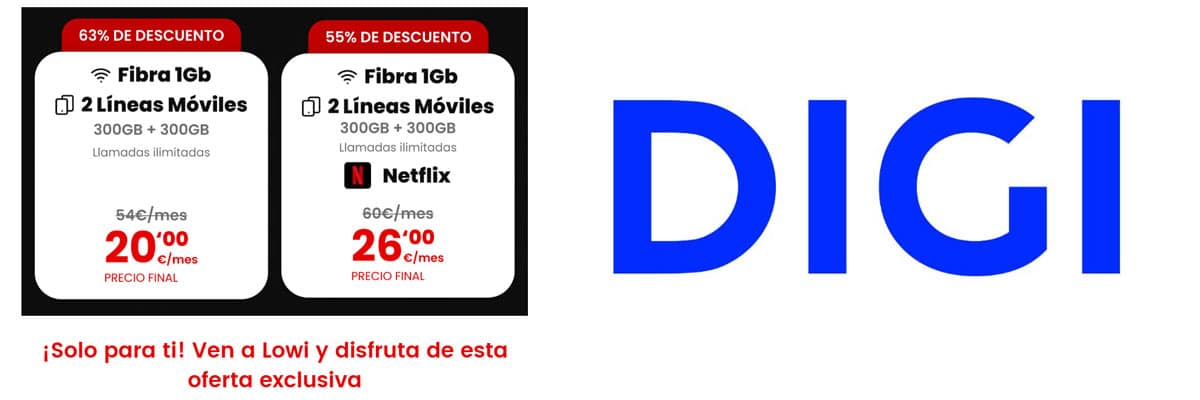 ofertas de LOWI sólo para clientes de DIGI