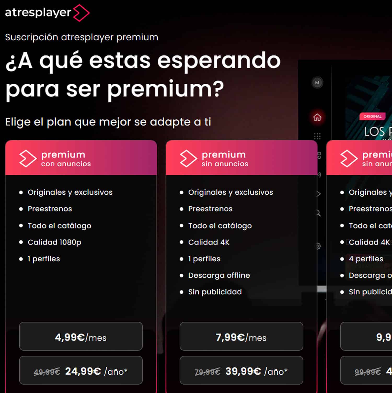 oferta anual de Atresplayer Premium al 50%