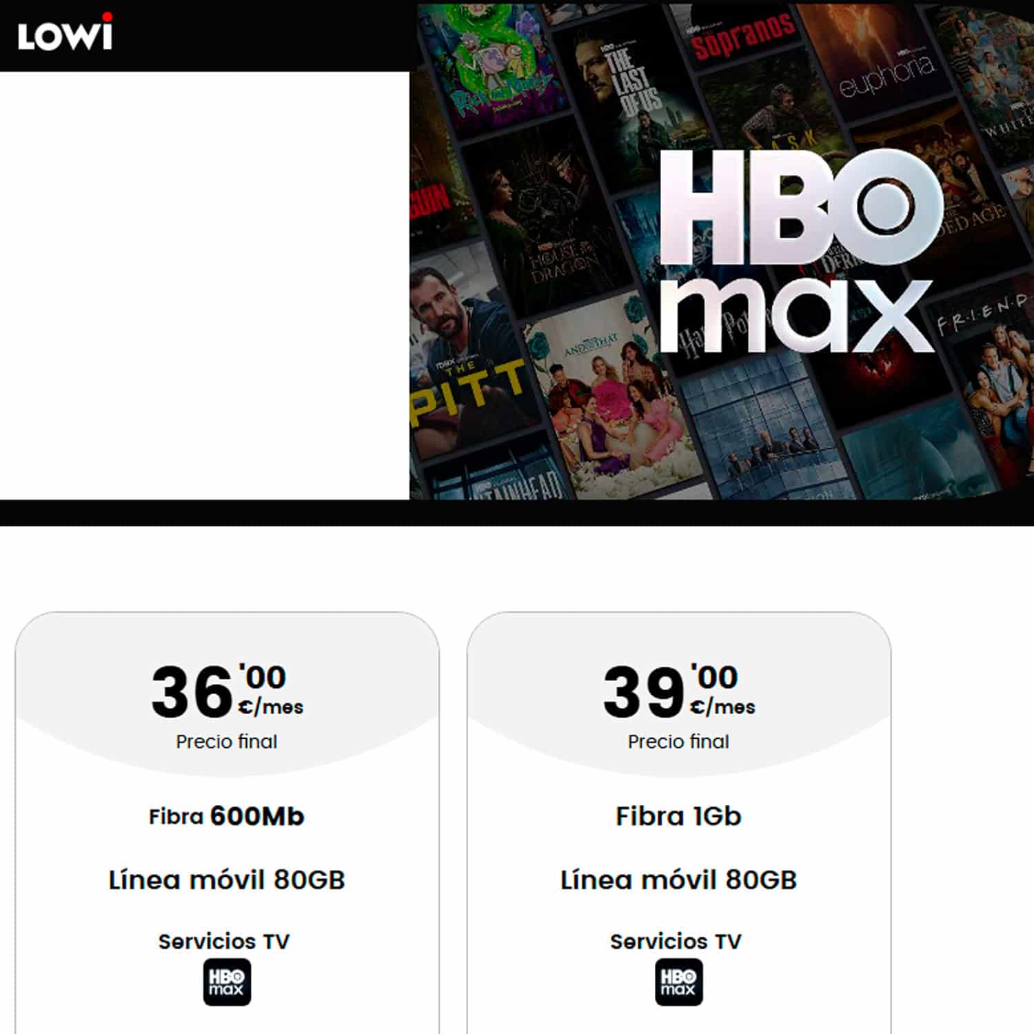 HBO Max con las tarifas de fibra y móvil de Lowi